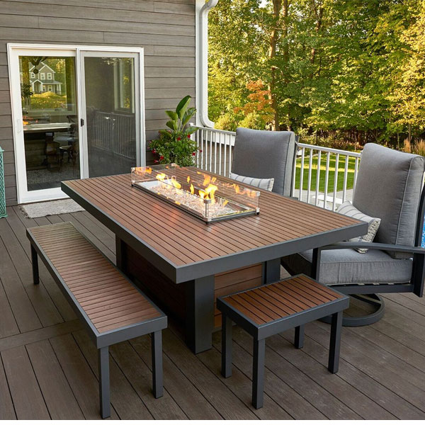 Kenwood Linear Dining Height Gas Fire Pit Table by Outdoor Great Room - Image 2